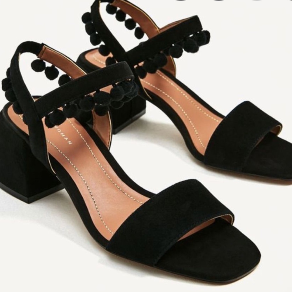 Zara black sandals short heel - size 35